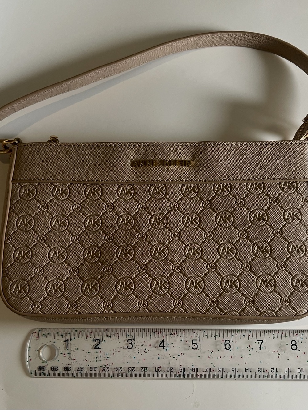 Anne Klein Embossed Taupe Chain-Handle Shoulder Bag - Picture 12 of 13